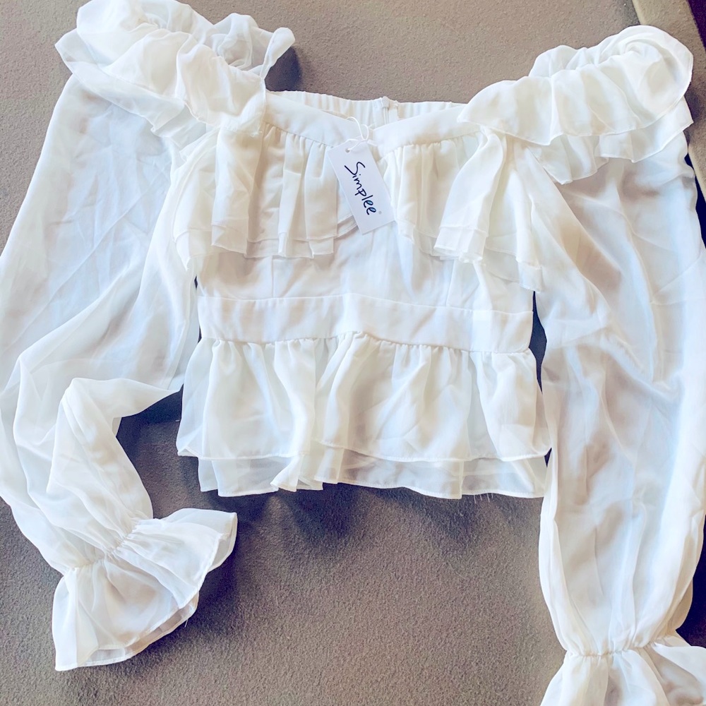 Never worn sheer ruffle crop top